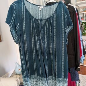 Teal Women's Blouse with Tassel Detail